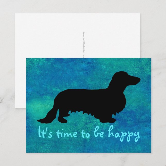Dachshund Long Hair - Silhouette 1 Postcard (Front/Back)