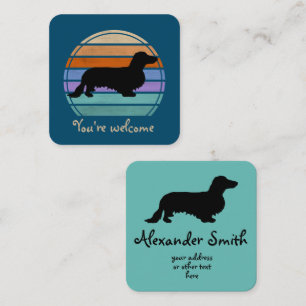 Dachshund Long Hair - Silhouette 1 Square Business Card