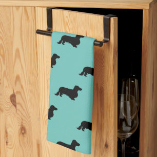 Dachshund Long Hair - Silhouette 1 Tea Towel