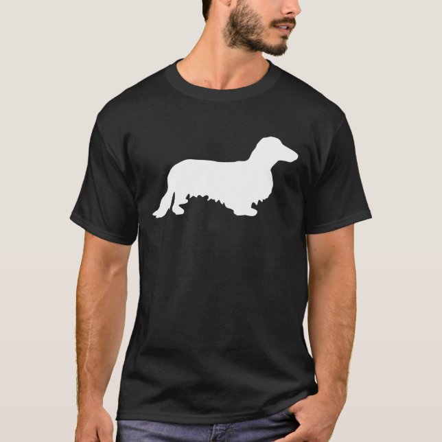 Dachshund Long Hair - Silhouette 2 T-Shirt (Front)
