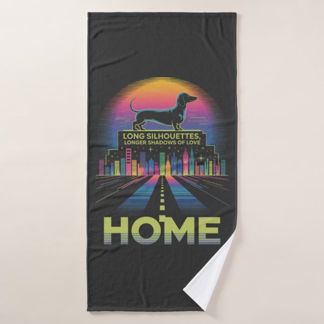 Dachshund Long Silhouettes, Longer Shadows Of Love Bath Towel (Bath Towel)