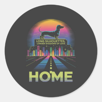 Dachshund Long Silhouettes, Longer Shadows Of Love Classic Round Sticker