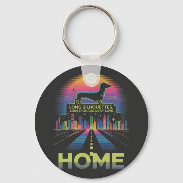 Dachshund Long Silhouettes, Longer Shadows Of Love Key Ring (Front)
