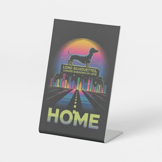 Dachshund Long Silhouettes, Longer Shadows Of Love Pedestal Sign (Front)