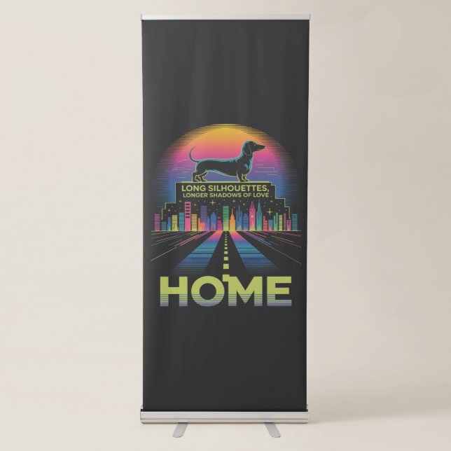 Dachshund Long Silhouettes, Longer Shadows Of Love Retractable Banner (Front)