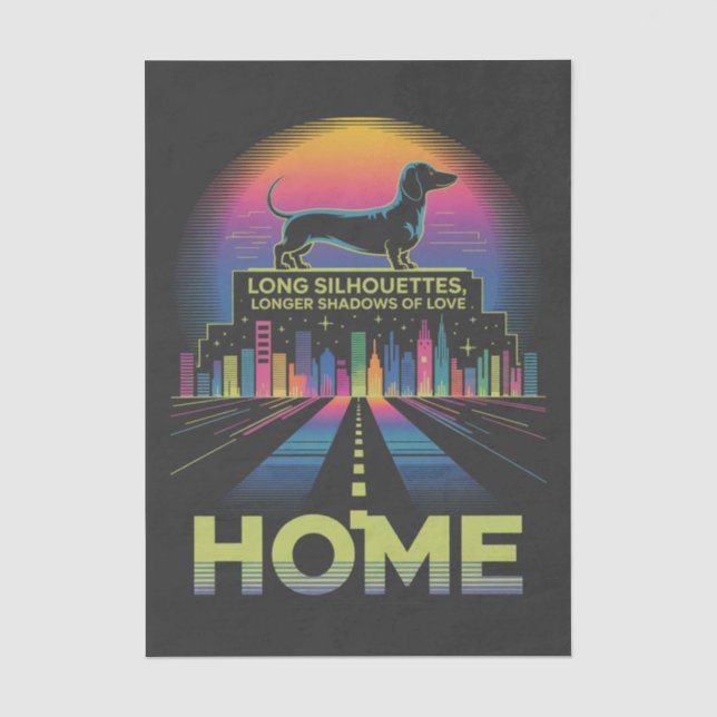 Dachshund Long Silhouettes, Longer Shadows Of Love Tissue Paper (Front)
