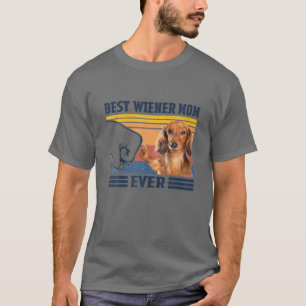 Dachshund Longhair Best Wiener Mum Ever Vintage Mo T-Shirt
