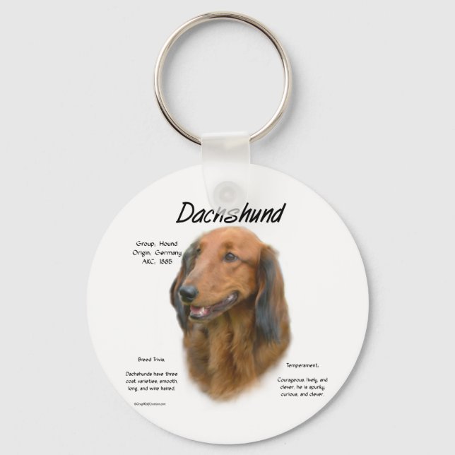 Dachshund (longhair) History Design Key Ring (Front)