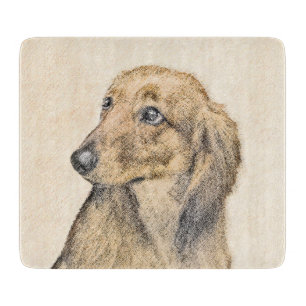 Dachshund (Longhaired) 2 Painting Original Dog Art Cutting Board