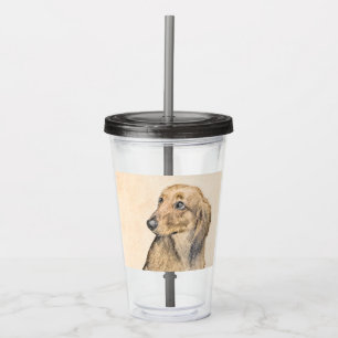 Dachshund (Longhaired) Painting - Original Dog Art Acrylic Tumbler
