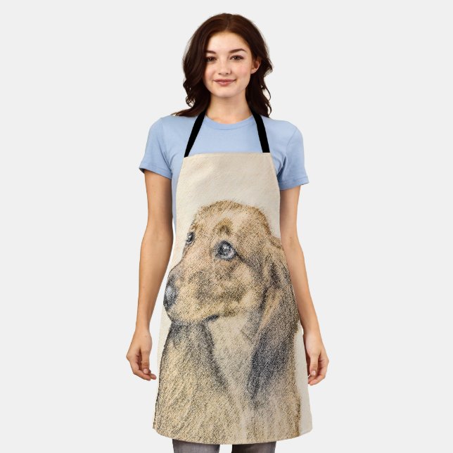 Dachshund (Longhaired) Painting Original Dog Art Apron (Worn)