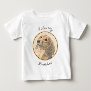 Dachshund (Longhaired) Painting - Original Dog Art Baby T-Shirt