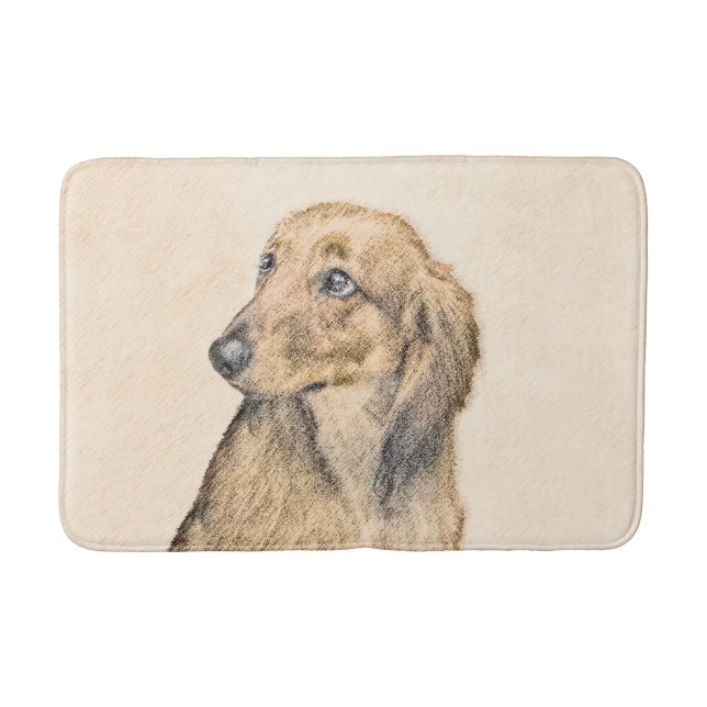 Dachshund (Longhaired) Painting - Original Dog Art Bath Mat (Front)