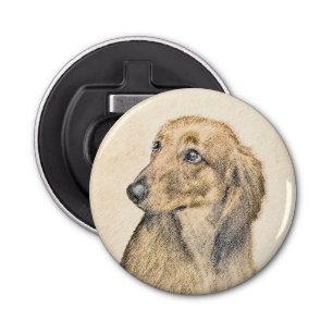 Dachshund (Longhaired) Painting - Original Dog Art Bottle Opener
