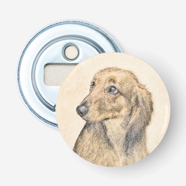 Dachshund (Longhaired) Painting - Original Dog Art Bottle Opener (Front)