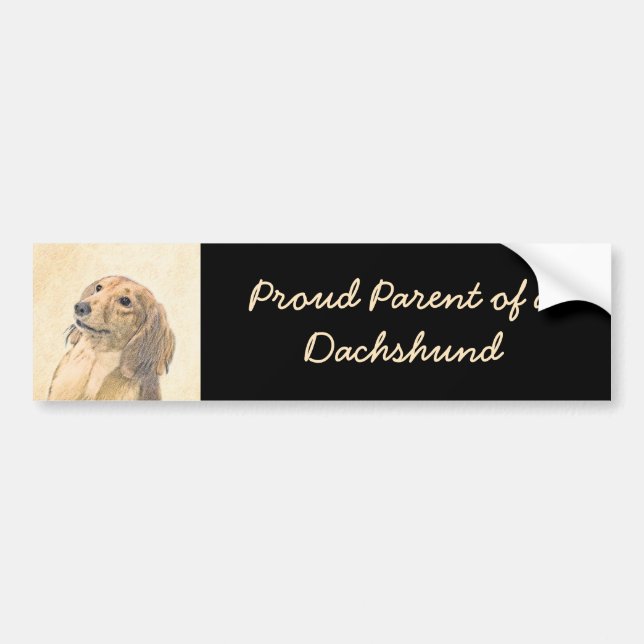 Dachshund (Longhaired) Painting - Original Dog Art Bumper Sticker (Front)