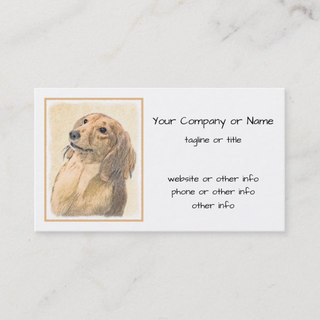 Dachshund (Longhaired) Painting - Original Dog Art Business Card (Front)