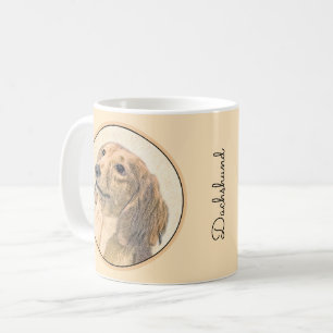 Dachshund (Longhaired) Painting - Original Dog Art Coffee Mug