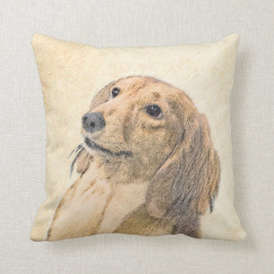 Dachshund (Longhaired) Painting - Original Dog Art Cushion