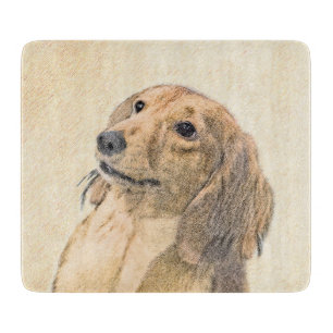 Dachshund (Longhaired) Painting - Original Dog Art Cutting Board