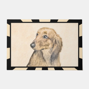 Dachshund (Longhaired) Painting - Original Dog Art Doormat
