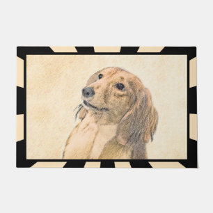 Dachshund (Longhaired) Painting - Original Dog Art Doormat