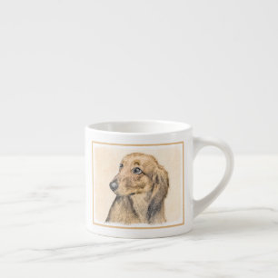 Dachshund (Longhaired) Painting - Original Dog Art Espresso Cup