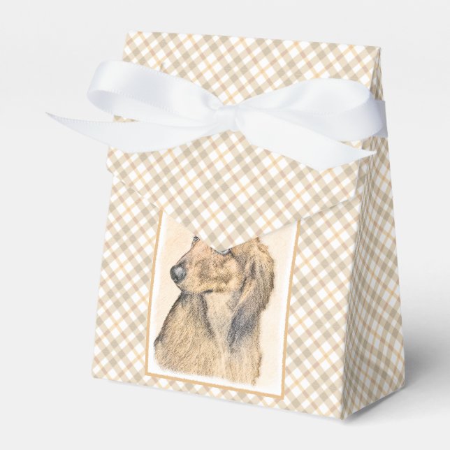 Dachshund (Longhaired) Painting - Original Dog Art Favour Box (Front Side)