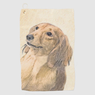 Dachshund (Longhaired) Painting - Original Dog Art Golf Towel