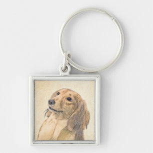 Dachshund (Longhaired) Painting - Original Dog Art Key Ring