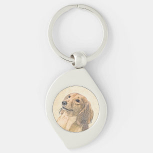 Dachshund (Longhaired) Painting - Original Dog Art Key Ring