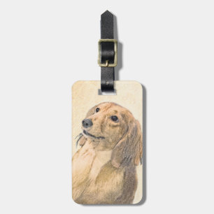 Dachshund (Longhaired) Painting - Original Dog Art Luggage Tag