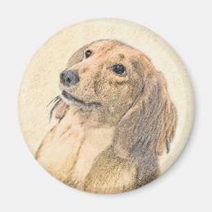 Dachshund (Longhaired) Painting - Original Dog Art Magnet
