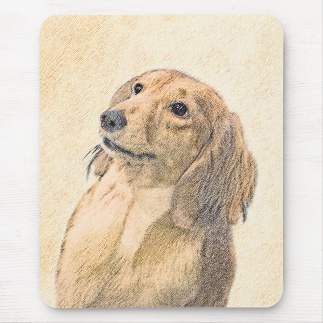 Dachshund (Longhaired) Painting - Original Dog Art Mouse Mat (Front)