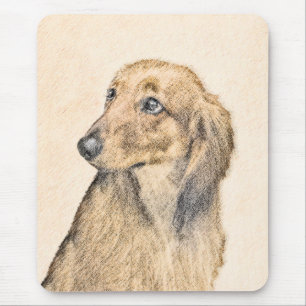 Dachshund (Longhaired) Painting - Original Dog Art Mouse Mat