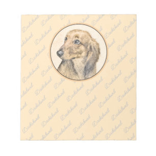 Dachshund (Longhaired) Painting - Original Dog Art Notepad