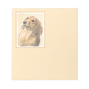 Dachshund (Longhaired) Painting - Original Dog Art Notepad