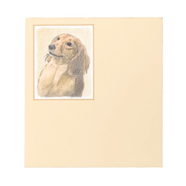Dachshund (Longhaired) Painting - Original Dog Art Notepad (Front)