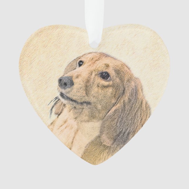 Dachshund (Longhaired) Painting - Original Dog Art Ornament (Front)