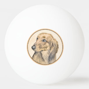 Dachshund (Longhaired) Painting - Original Dog Art Ping Pong Ball