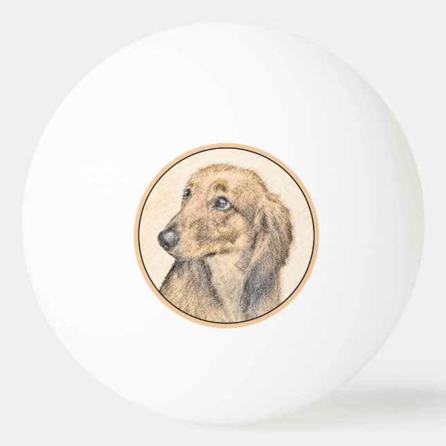 Dachshund (Longhaired) Painting - Original Dog Art Ping Pong Ball (Front)