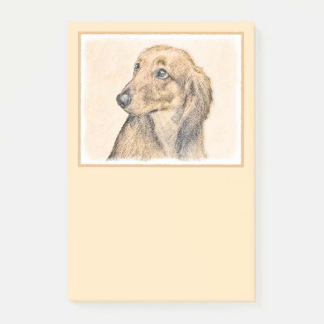 Dachshund (Longhaired) Painting - Original Dog Art Post-it Notes (Front)