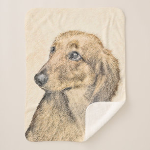 Dachshund (Longhaired) Painting - Original Dog Art Sherpa Blanket
