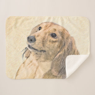 Dachshund (Longhaired) Painting - Original Dog Art Sherpa Blanket