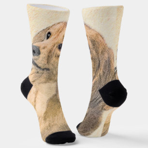 Dachshund (Longhaired) Painting - Original Dog Art Socks