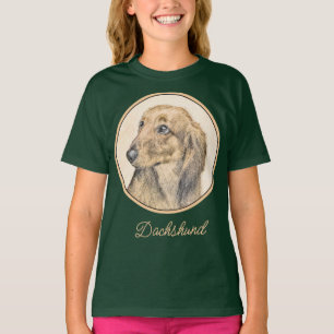 Dachshund (Longhaired) Painting - Original Dog Art T-Shirt