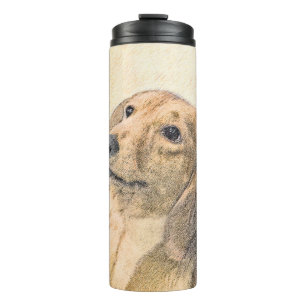 Dachshund (Longhaired) Painting - Original Dog Art Thermal Tumbler
