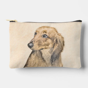 Dachshund Longhaired Red Painting Original Dog Art Accessory Pouch