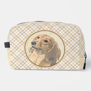 Dachshund Longhaired Red Painting Original Dog Art Dopp Kit