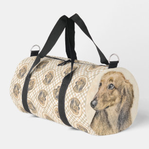 Dachshund Longhaired Red Painting Original Dog Art Duffle Bag